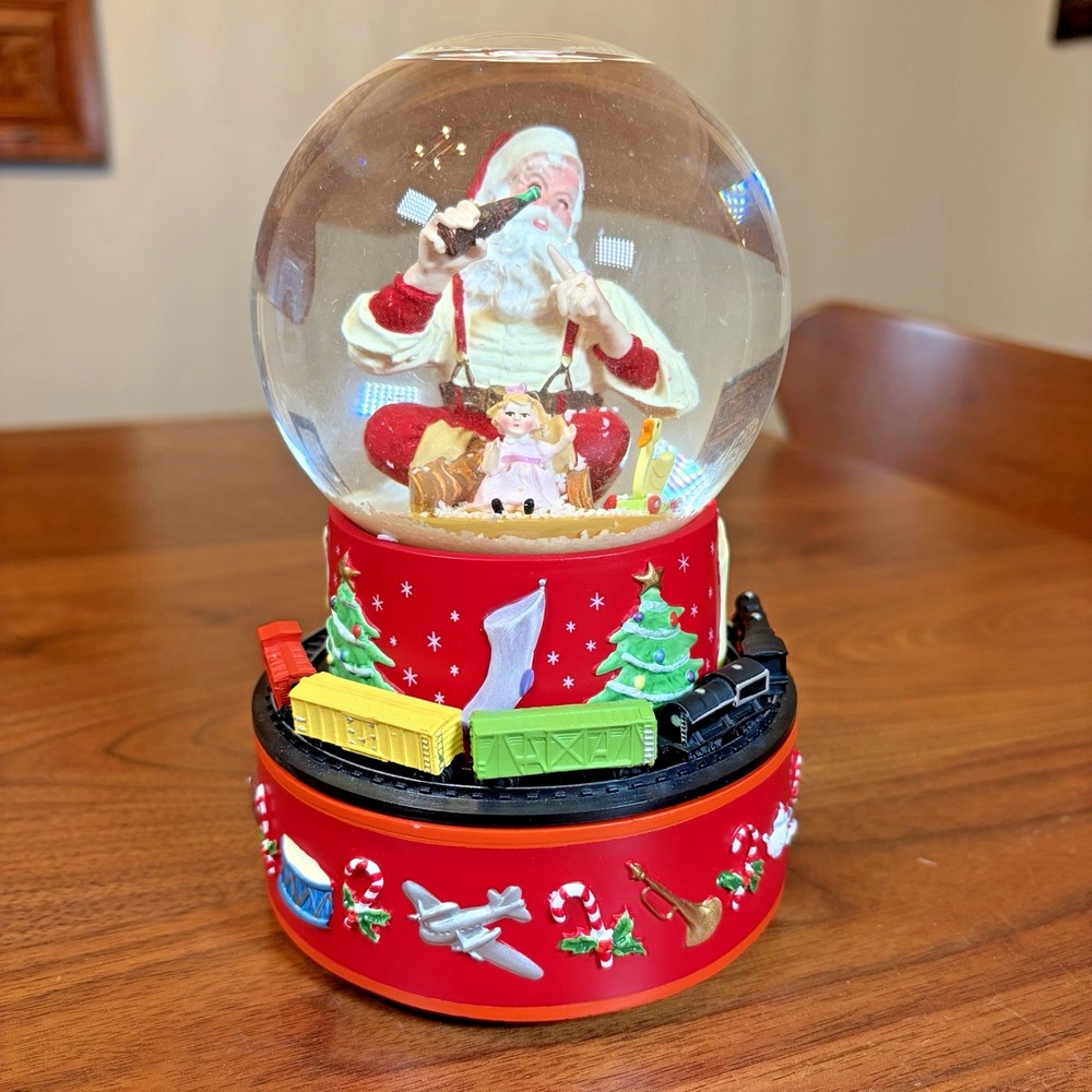 1971 Coca Cola Santa Musical Snow Globe Hallmark I'd Like To Teach World Sing